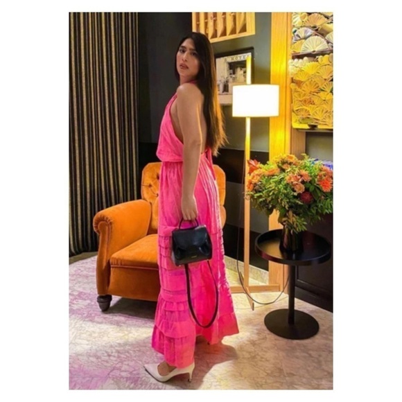 NEW RUE STIIC Sierra Backless Halter Maxi Dress Bright Pink XS - Picture 7 of 12